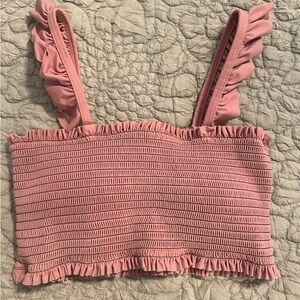 Ruffled Pink Smocked Women's Top